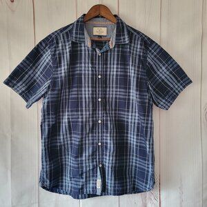 Flag & Anthem USA Plaid Western Short Sleeve Shirt, Men’s L, 100% Cotton, Blue